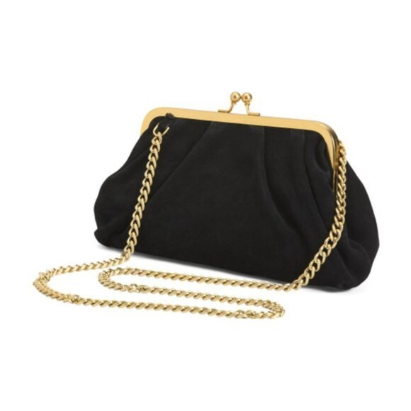 Black Margot New York Suede Chain Shoulder Strap Crossbody Handbag (NWT)